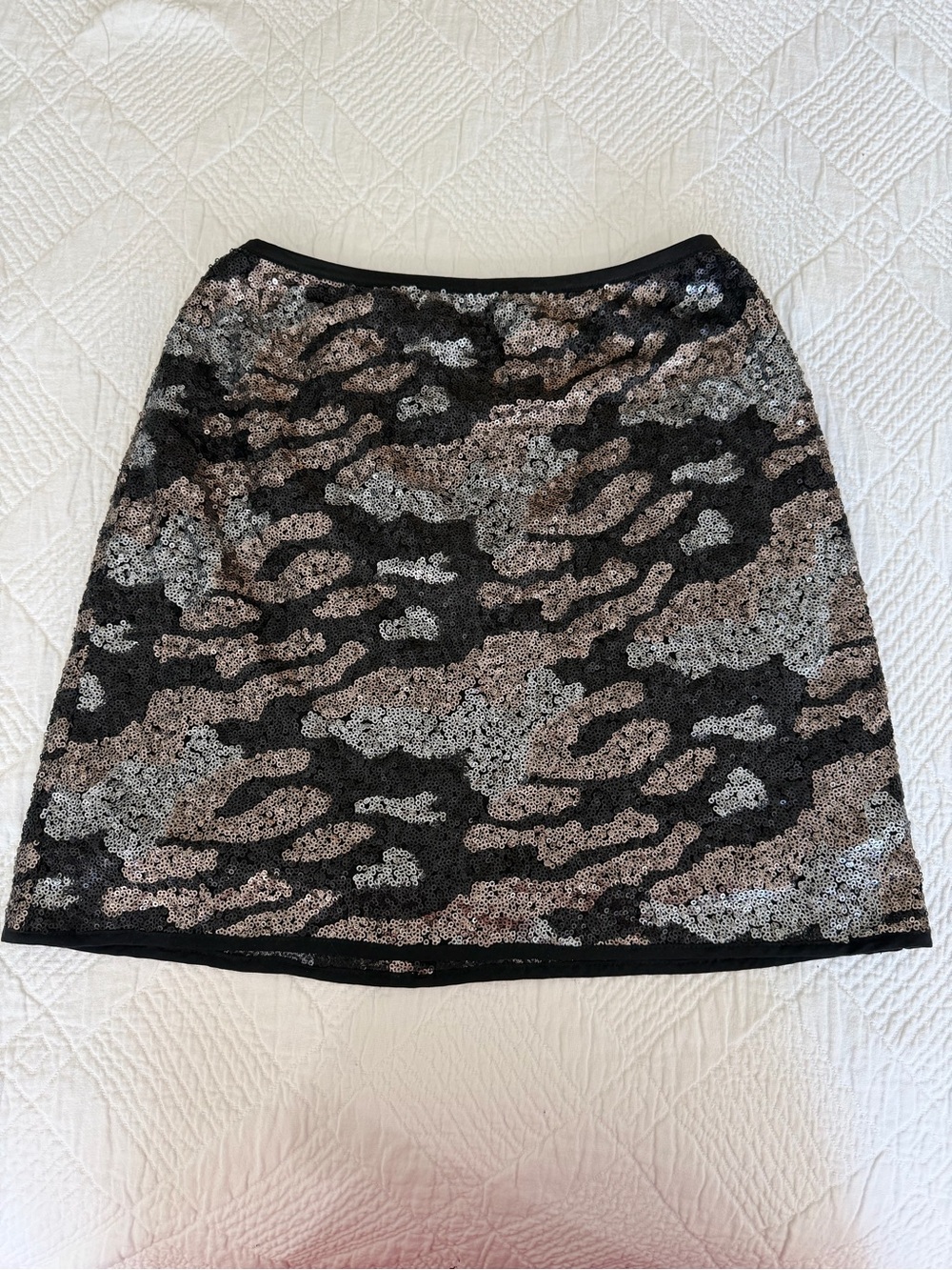 Lavender Brown Sequin Mini Skirt in Black and Silver-Brown